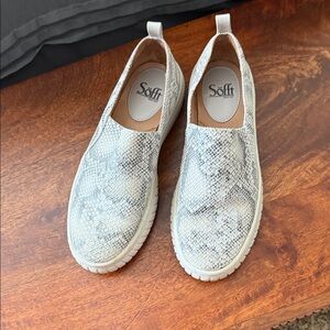 Sofft Snakeskin Slip-On Sneakers - White and Gray